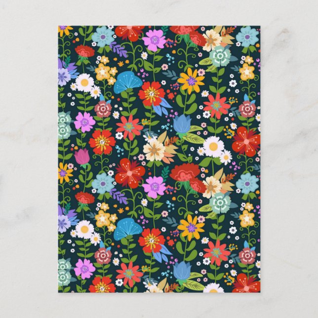 Ditsy seamless Flowers Pattern-13554 Holiday Postcard (Front)