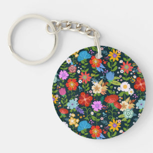 Ditsy seamless Flowers Pattern-13554 Keychain