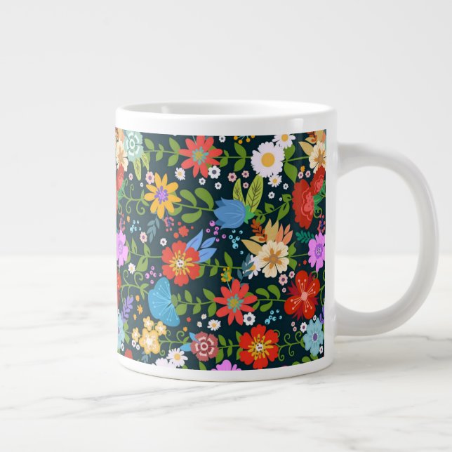 Ditsy seamless Flowers Pattern-13554 Large Coffee Mug (Right)