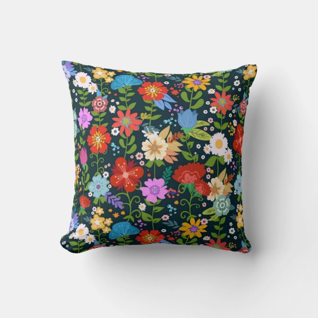 Ditsy seamless Flowers Pattern-13554 Throw Pillow (Front)