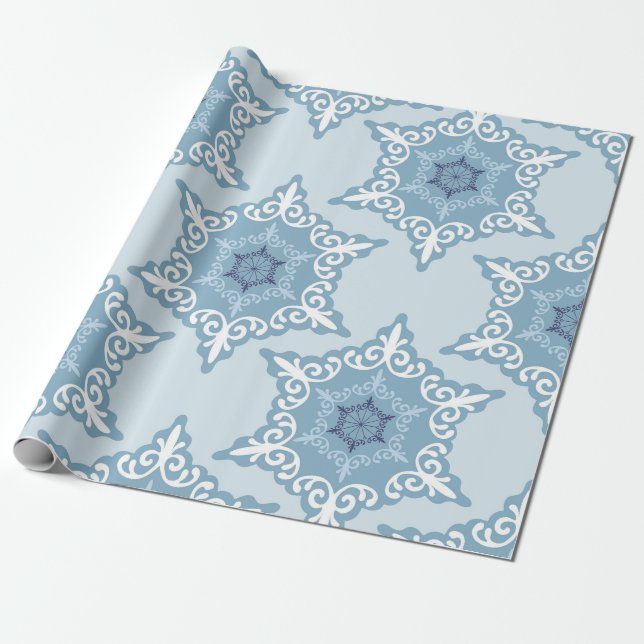 Ditsy Snowflake pattern backgrounds textures Wrapping Paper (Unrolled)