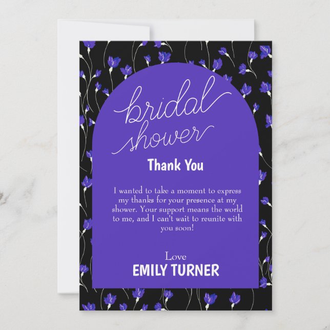 ditsy tiny flower bridal shower thank you card (Front)