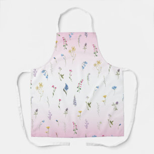 Ditsy Wildflower Soft Pink Country Floral Kitchen Apron