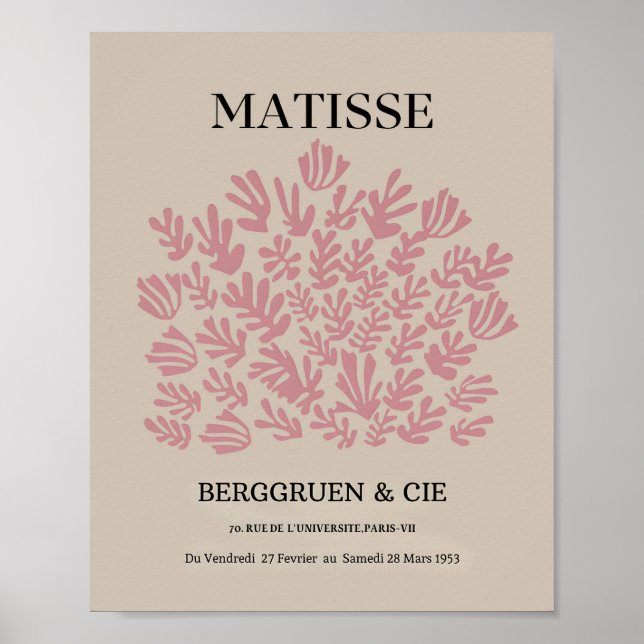 Dittelle Blush Pink Matisse leaf Wall Art Picture  (Front)