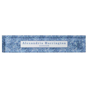 Ditzy Blue Flowers Country Cubicle Decor Floral Nameplate