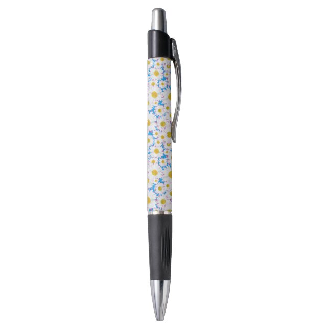 Ditzy Daisies on Blue Custom Grip Pen (Bottom (Vertical))