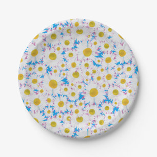 Ditzy Daisies on Blue Custom Paper Plates