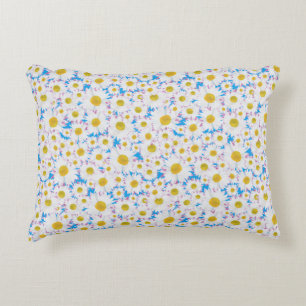 Ditzy Daisy sur Blue Custom Accent Coussin