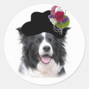 Ditzy Dogs~Border Collie Sticker~Easter Classic Round Sticker