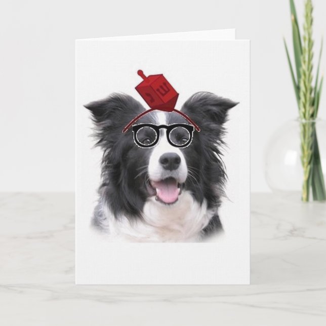 Ditzy Dogs~Original Greeting Card~Border Holiday Card (Front)