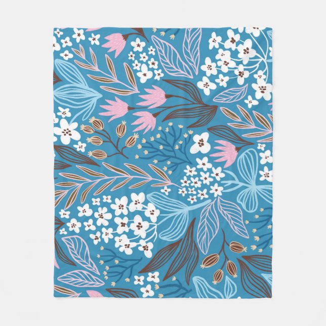 Ditzy Floral: Vintage Spring Design. Fleece Blanket (Front)