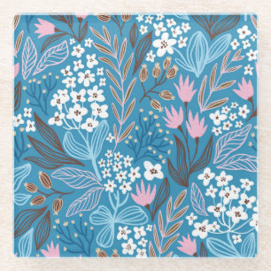 Ditzy Floral: Vintage Spring Design. Glass Coaster