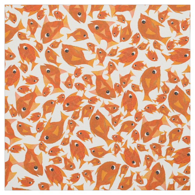 Ditzy Orange Fishes Pattern to Customize Fabric (Swatch)