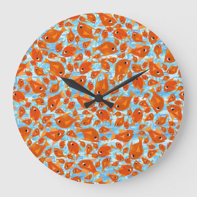 Ditzy Orange FishMotif sur Watery Blue Horloge (Recto)