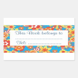 Ditzy Orange Flowers Stick-on Bookplates Sticker