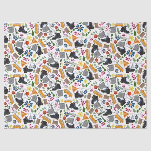 Ditzy Whimsical Hiking Pattern | Folk Art Outdoor Tissue Paper (Front)