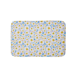 Ditzy White Daisies on Blue Custom Bath Mat