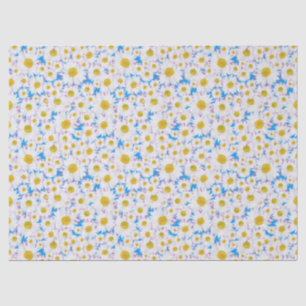 Ditzy White Daisies on Sky Blue Background Tissue Paper