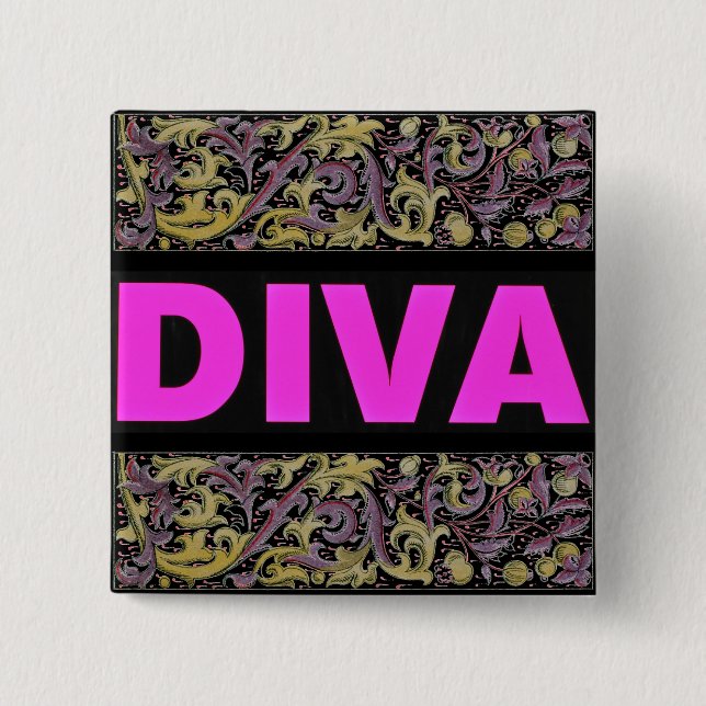 Diva 2 Inch Square Button (Front)