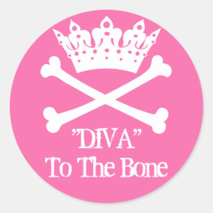 "Diva à l'os !" Stickers ronds (PINK)