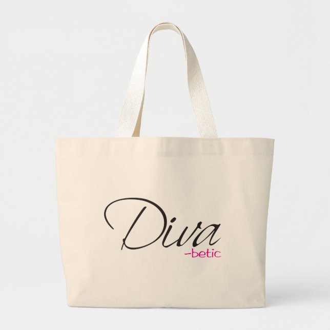 Diva-betic Large Tote Bag (Front)