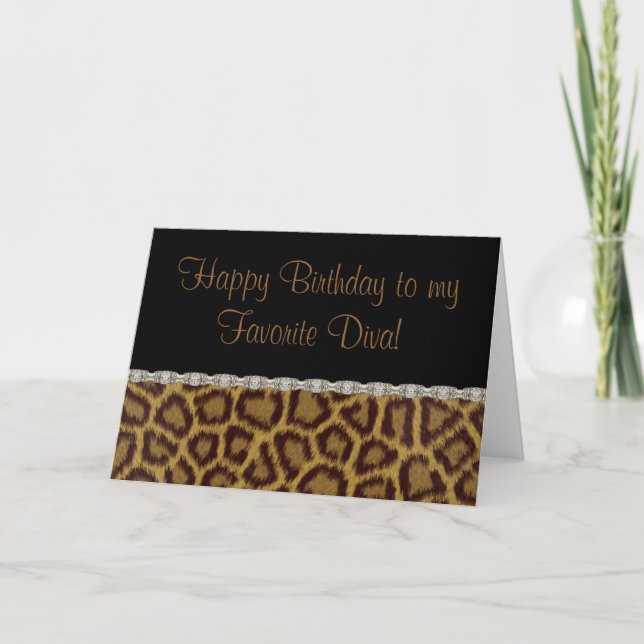 Diva Birthday Leopard Birthday Card (Front)