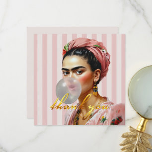 Diva blowing bubble gum  thank you card