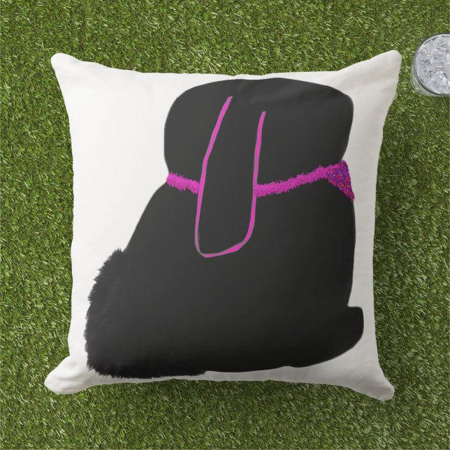 Diva bunny with sparkle outdoor pillow (Grass)