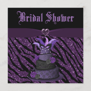 Diva Cake & Printed Zebra Glitter Bridal Shower Invitation