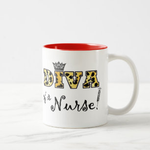 "DIVA d'une infirmière !" Mug à café à deux tons