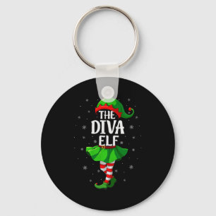 Diva Elf Christmas Girls Women Elf Squad Xmas Fami Keychain