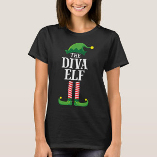 Diva Elf Matching Family Christmas Party Pajama T-Shirt