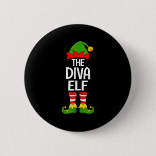 Diva Elf Matching Family Elf Squad Christmas Girls 2 Inch Round Button