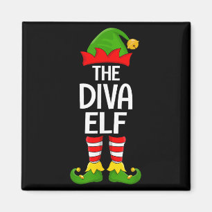 Diva Elf Matching Family Elf Squad Christmas Girls Magnet