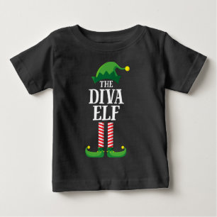 Diva Elf Matching Family Group Christmas Party Baby T-Shirt
