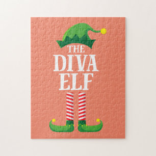 Diva Elf Matching Family Group Christmas Party Jigsaw Puzzle