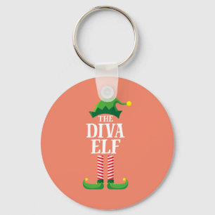 Diva Elf Matching Family Group Christmas Party Keychain