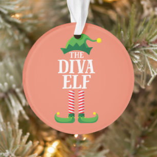 Diva Elf Matching Family Group Christmas Party Ornament