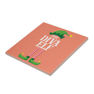 Diva Elf Matching Family Group Christmas Party Tile