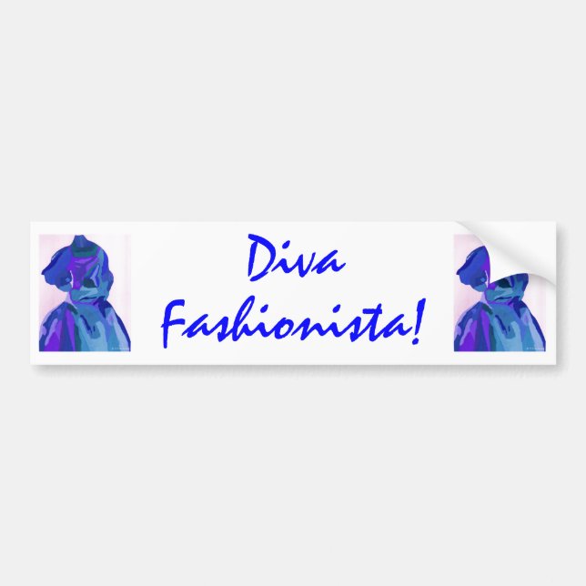 Diva Fashionista In Blue I Bumper Sticker (Front)