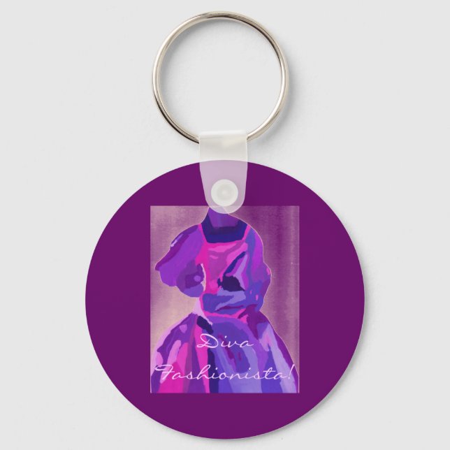 Diva Fashionista In Blue Keychain (Front)