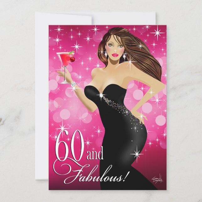 Diva Glam Bombshell 60th Birthday | fuchsia Invitation (Front)