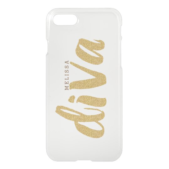 Diva Gold Glitter Text Design Monogram iPhone 7 Case