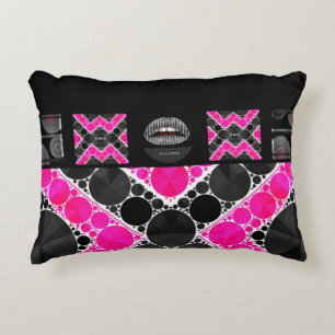 Diva Hot Pink Lips Bling Accent Pillow