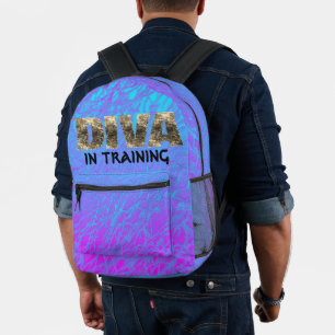 Diva in Training Blue Pink Gold Backpack NO Sequin