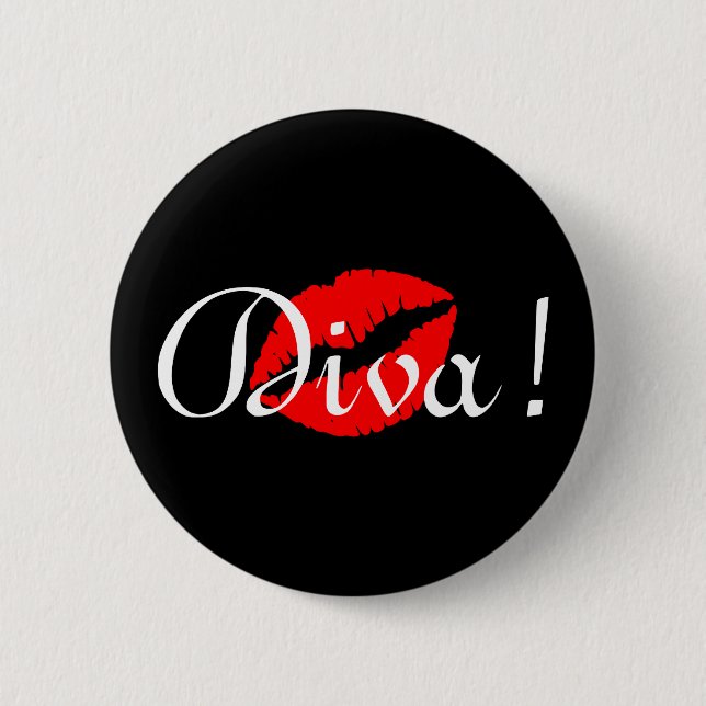 Diva Kiss 2 Inch Round Button (Front)