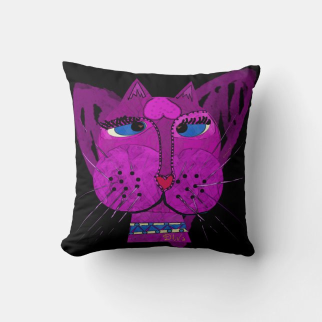 Diva Kitty Throw Pillow (Front)