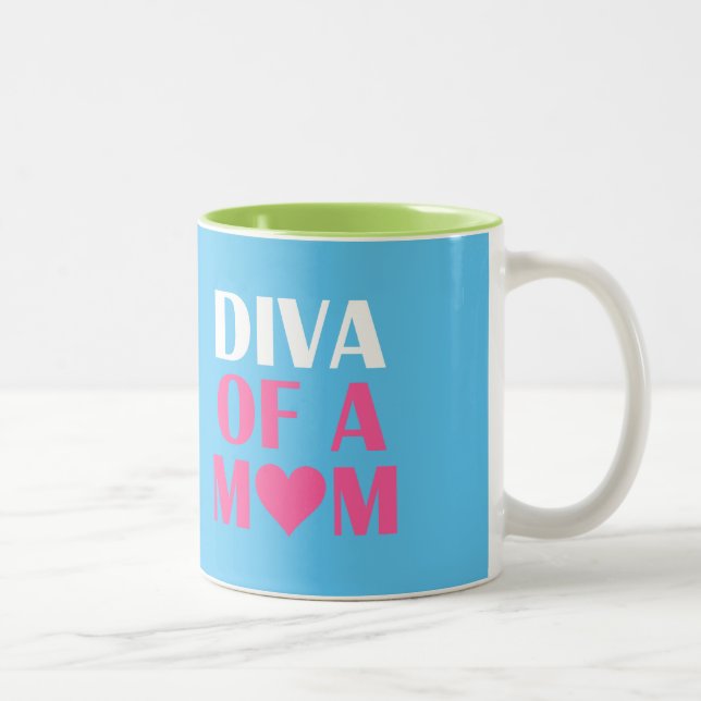 "DIVA OF A MOM" Two-Tone COFFEE MUG (Right)
