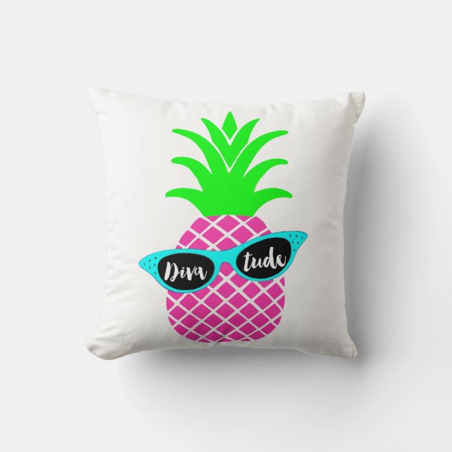 Diva of a Pineapple! Throw Pillow (Front)