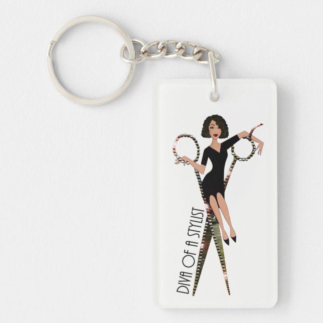 Diva of a Stylist (African American) Keychain (Front)